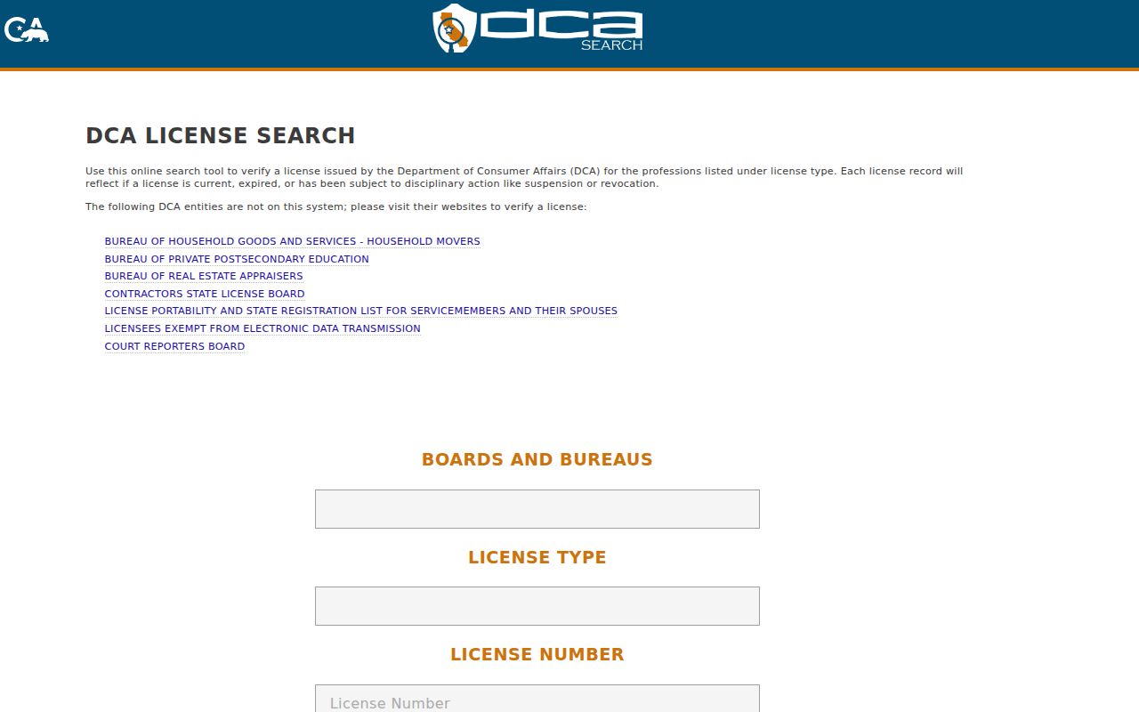 Imperial people search with California professional license records