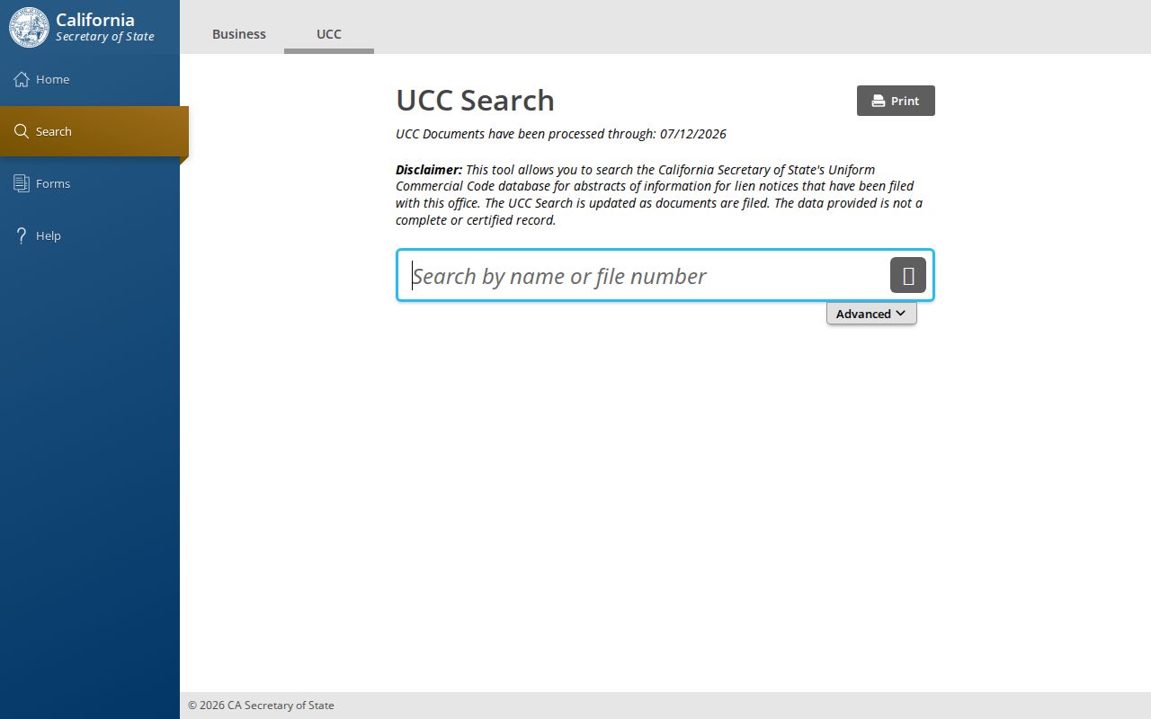 Imperial business records California UCC search