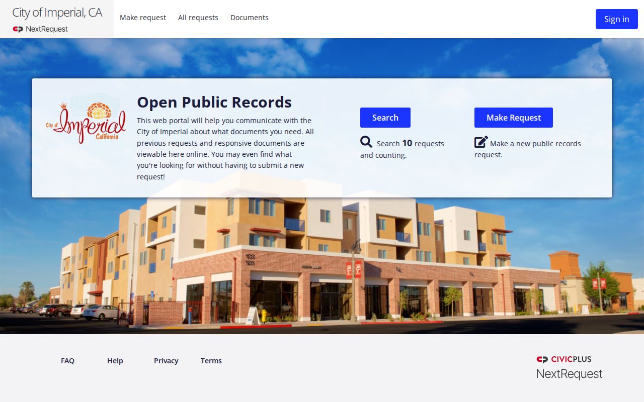 Imperial city records NextRequest request portal