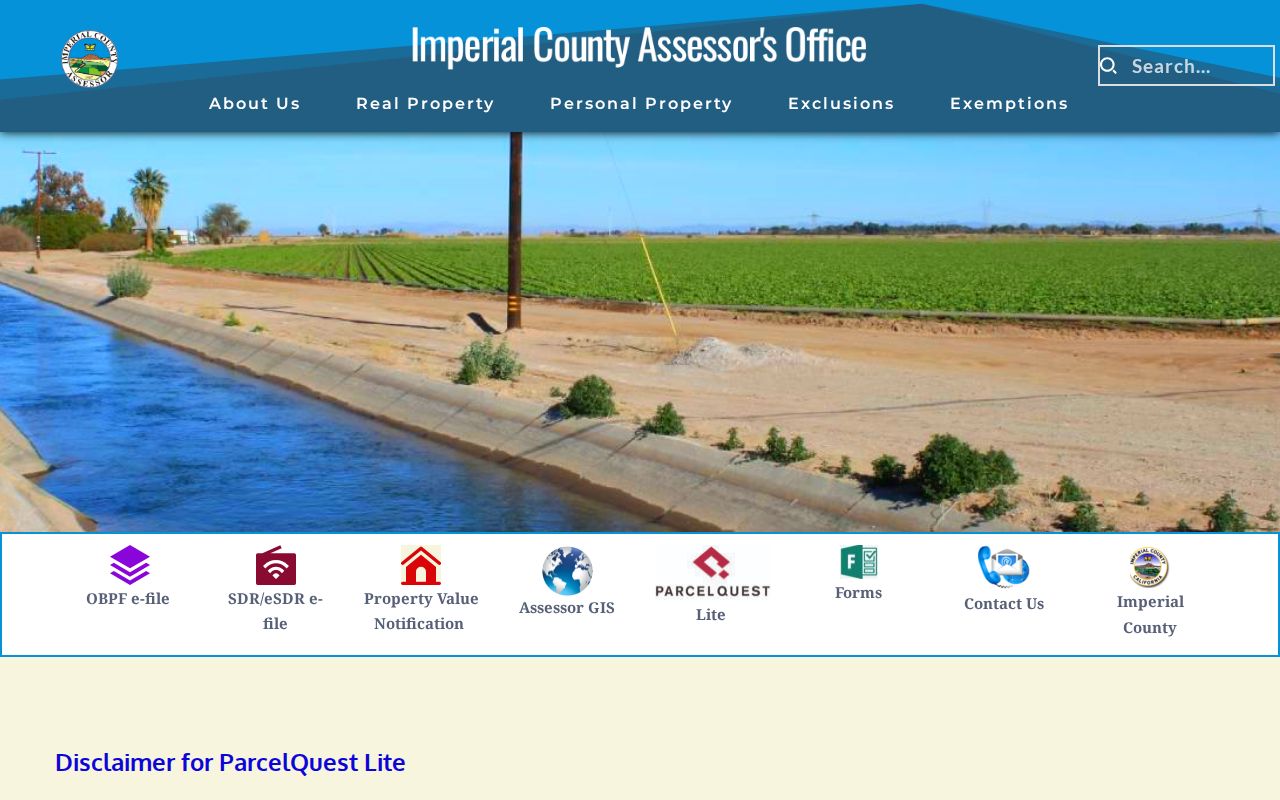 Imperial property records ParcelQuest Lite notice